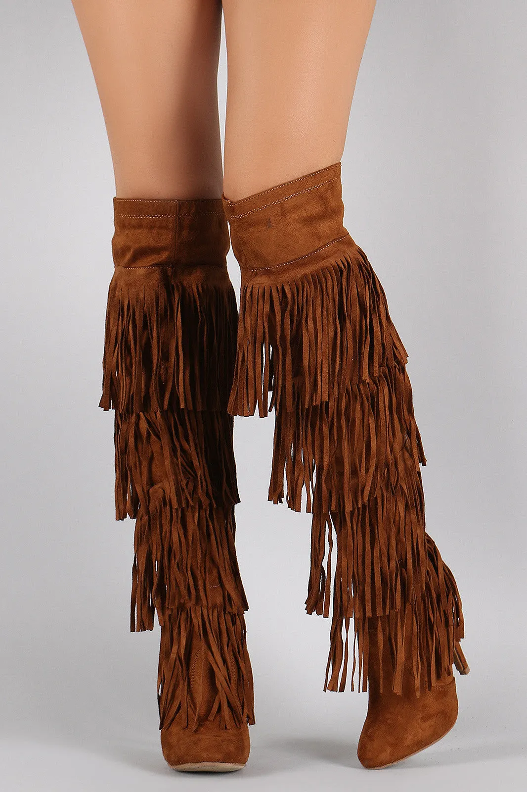 Fringe All Around Over-the-Knee Stiletto Boots