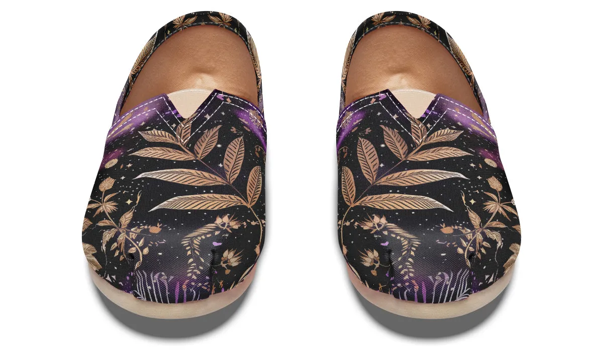 Galactic Bloom Espadrilles - Lightweight Canvas Slip-Ons with Elastic V for Easy Comfort