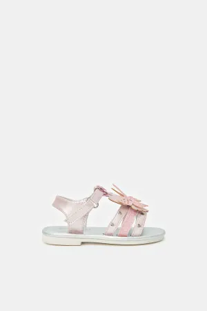 Girls Pink Butterfly Embellishment Sandal