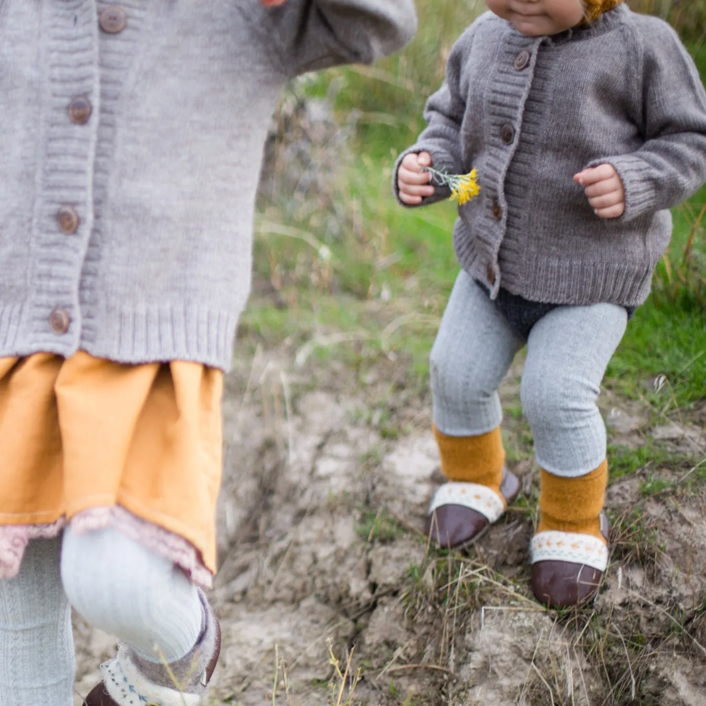 Golden Spruce Embroidered Felted Wool Booties