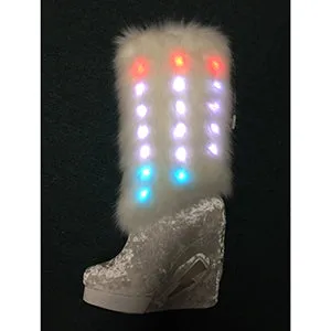 Happy-455 Light-Up Velvet/Fur Knee Boots