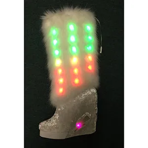 Happy-455 Light-Up Velvet/Fur Knee Boots