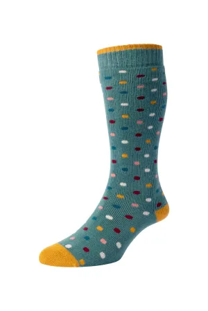 HJS Spot Welly Sock 4-7 Light Teal