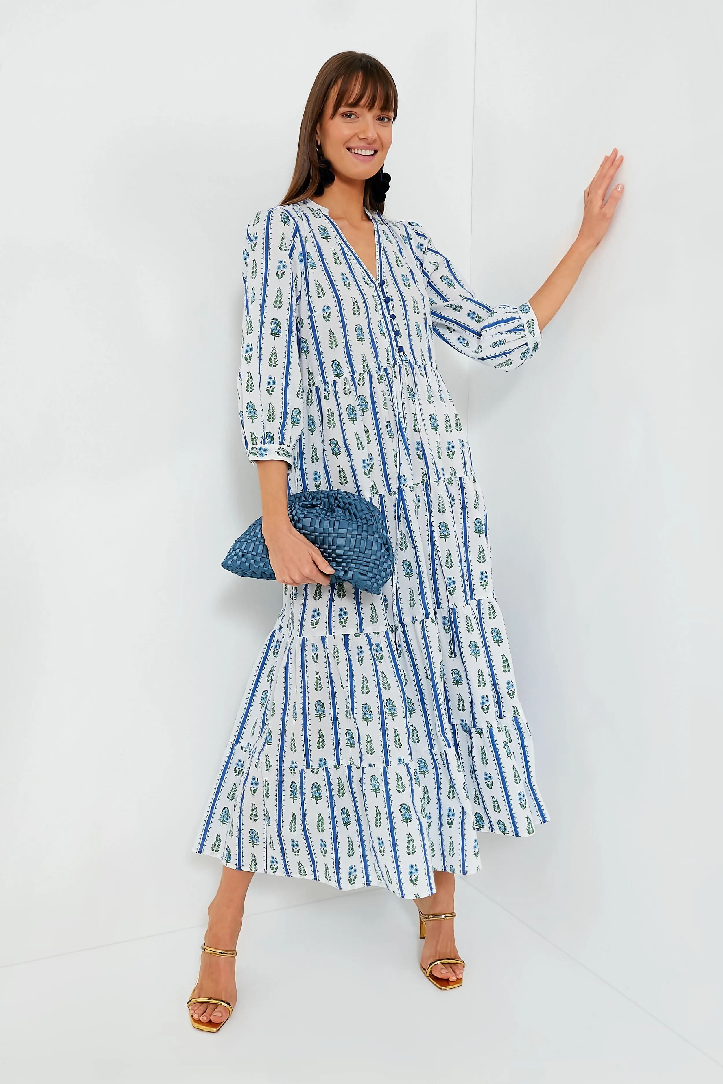 Indigo Border Maria Dress