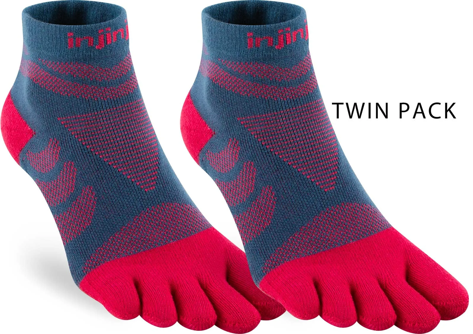 Injinji Women's Mid-Weight Ultra-Run Mini Crew Toe Socks TWIN PACK (INJ-WULTRA-MC-TWIN)