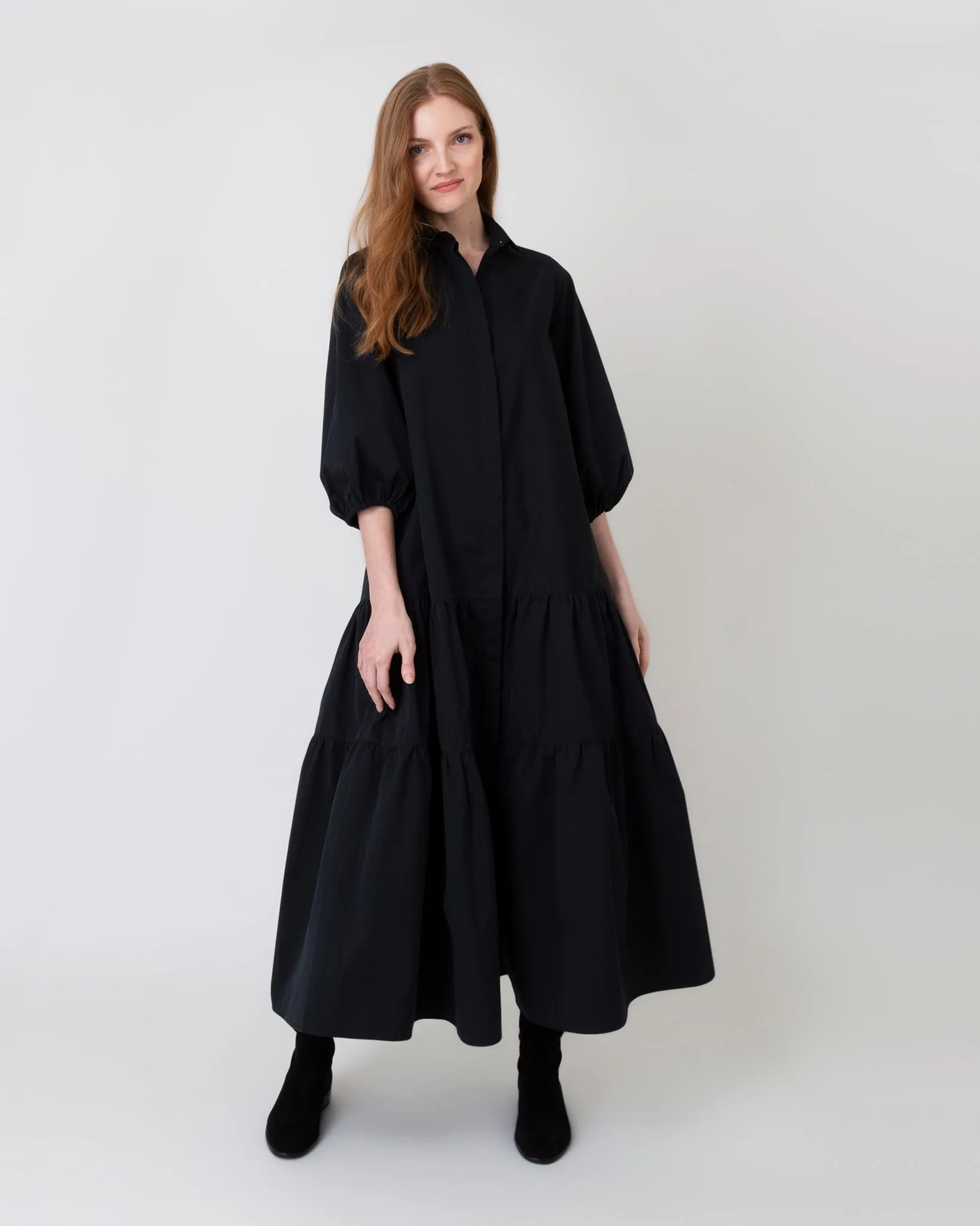 Isla Shirtdress in Black Poplin