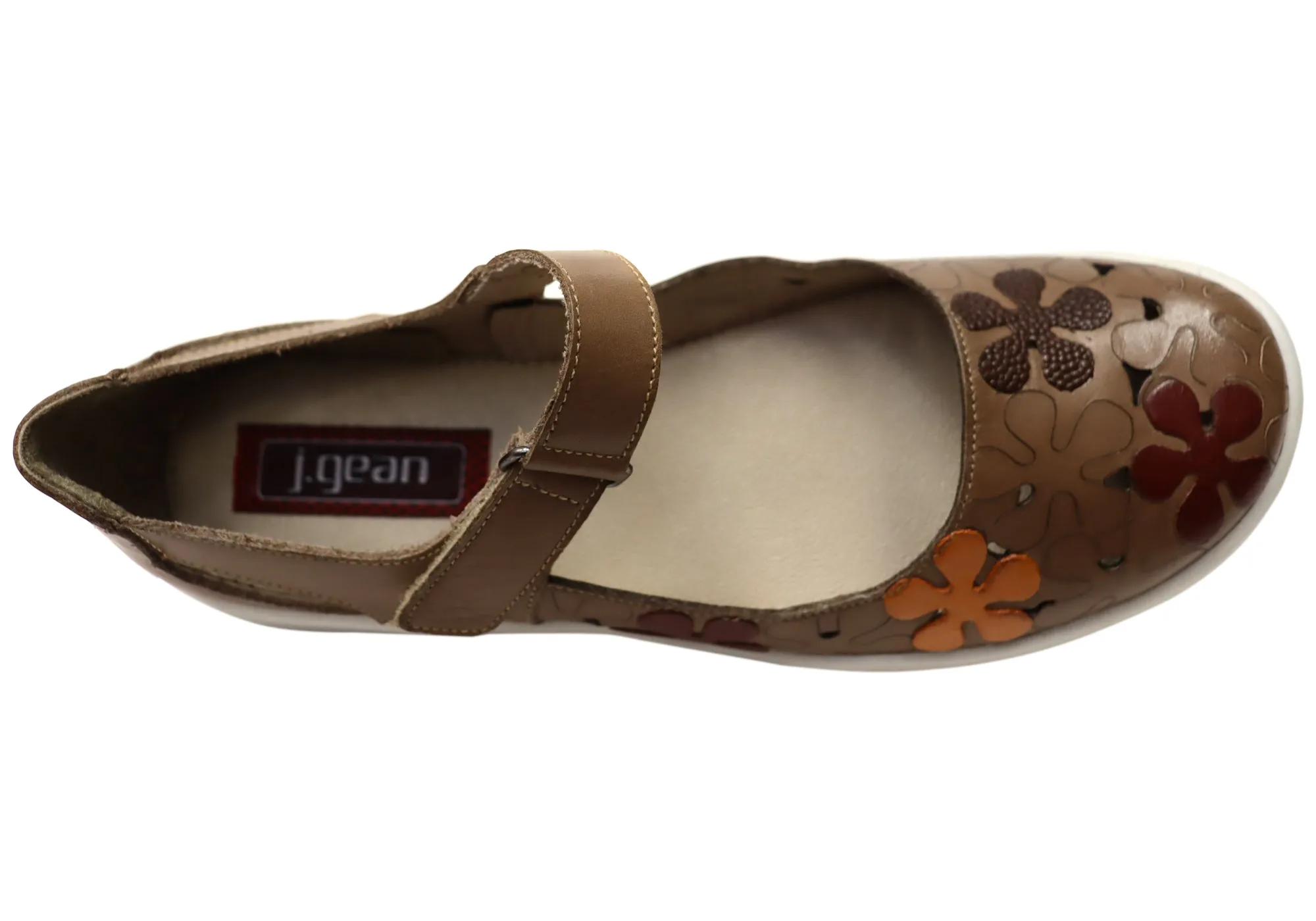 J Gean Poppy Womens Comfortable Brazilian Leather Mary Jane Shoes