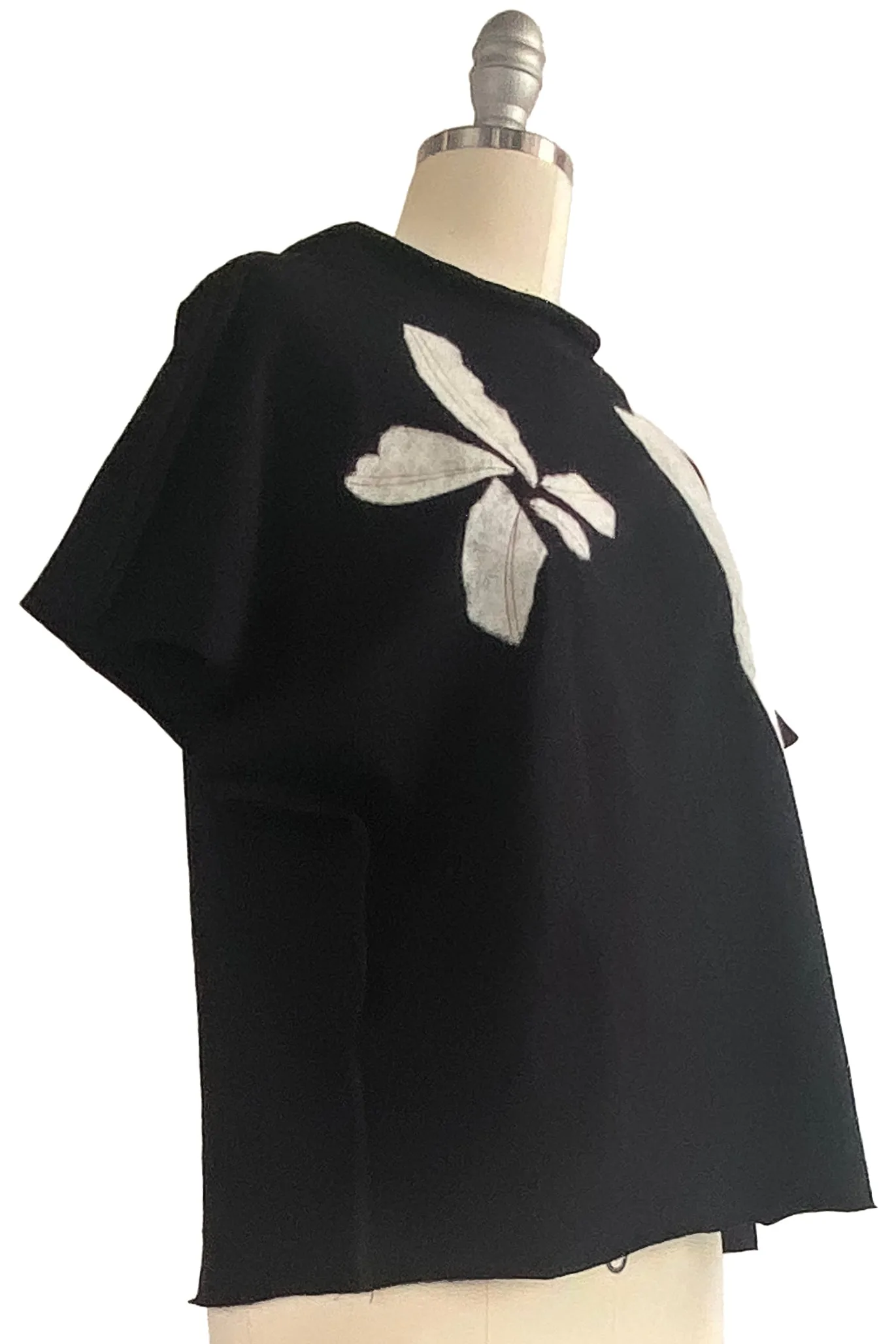 Jen Crop Top Felted Botanical Pattern - Black & White - Medium