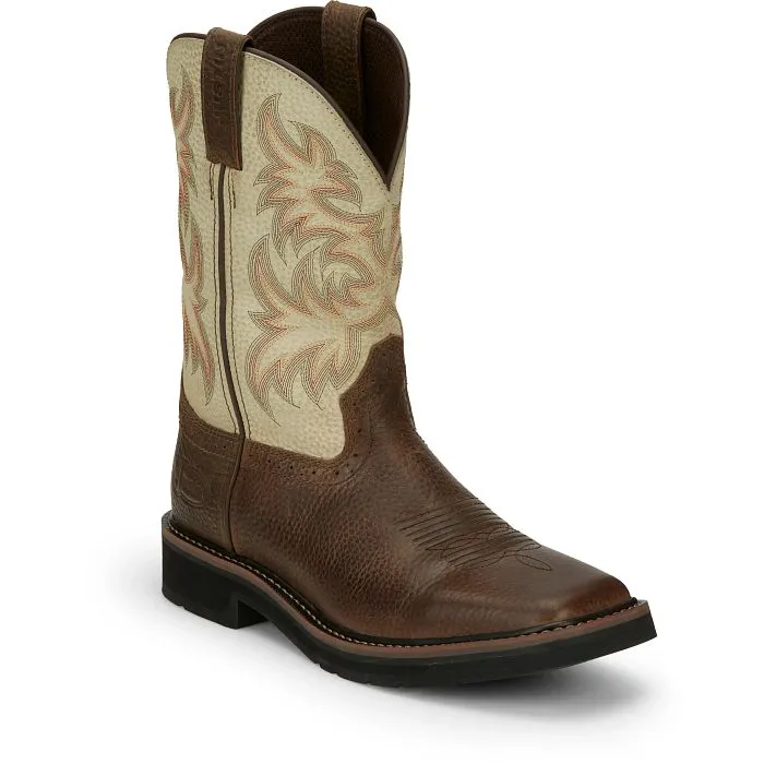 Justin Men's Driller 11" Square Toe Western Work Boot -Copper- SE4683