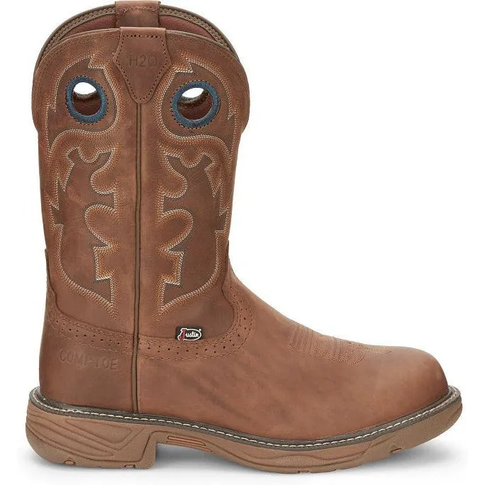 Justin Men's Rush 11" Nano CT Western Work Boot -Brown- SE4334