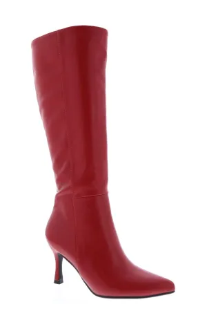 KAYLEE-1 Red Faux Leather Knee-High Boot