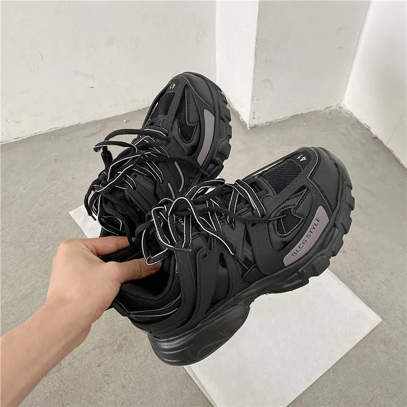 Lovely Pink Chunky Sneakers Women Thick Sole Girls Sport Shoes Bright Green Fashion Casual Dad Shoes Female Footwear