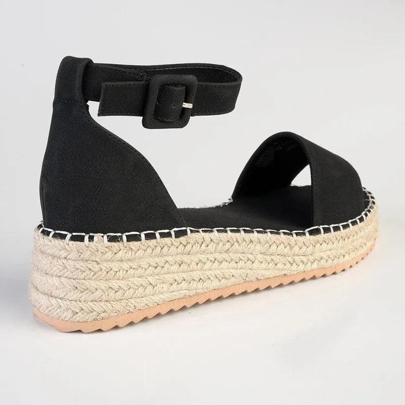 Madison Carina Closed Back Espadrille Sandals - Black