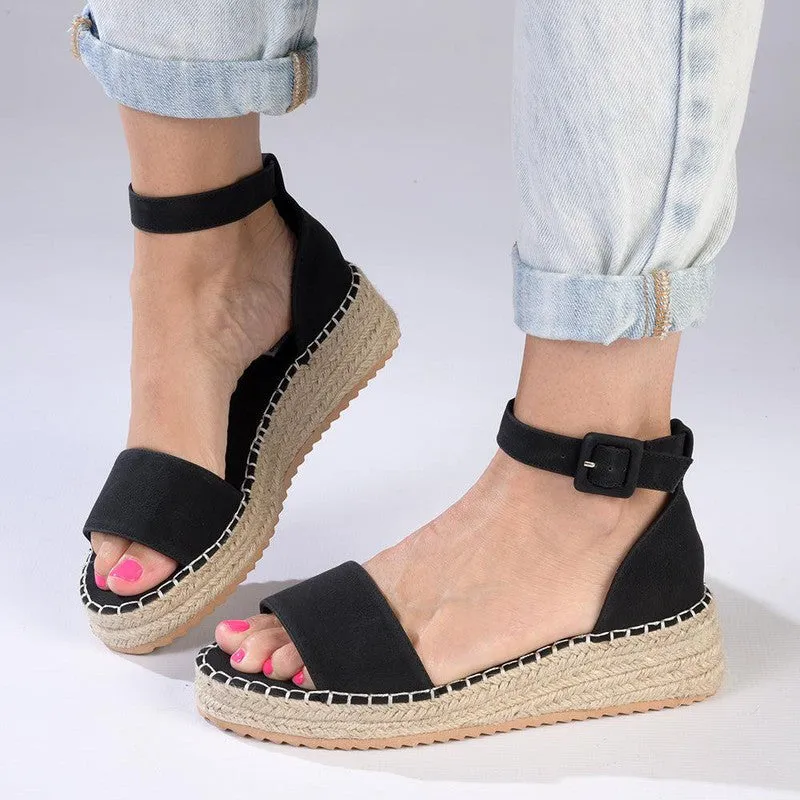 Madison Carina Closed Back Espadrille Sandals - Black