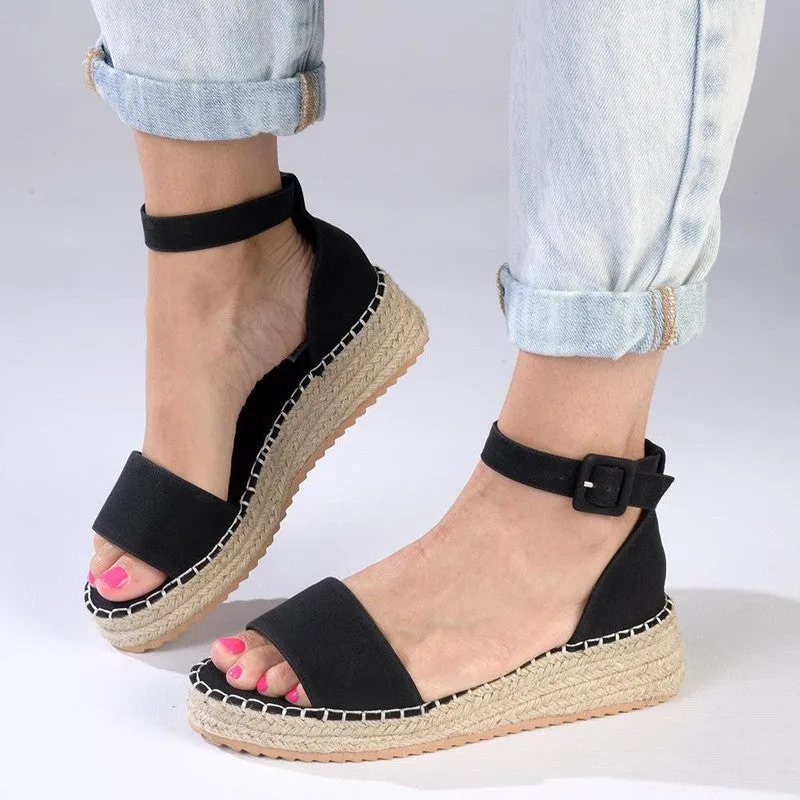 Madison Carina Closed Back Espadrille Sandals - Black