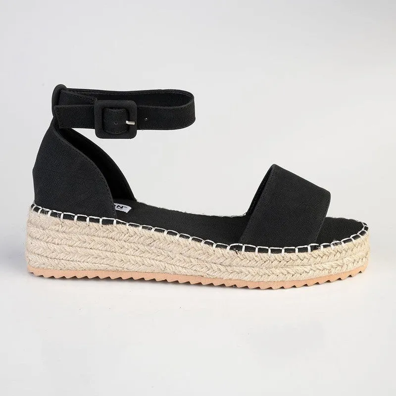 Madison Carina Closed Back Espadrille Sandals - Black