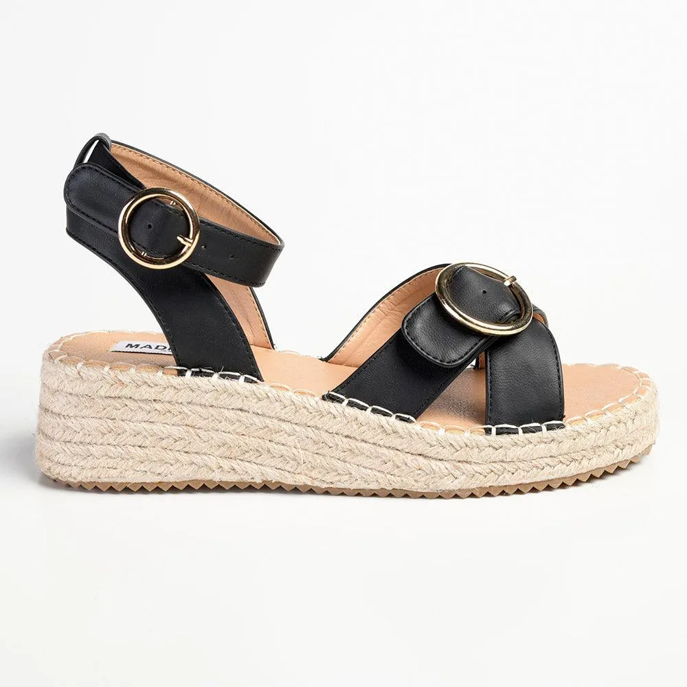 Madison Lilith Crossover Espadrille Sandal - Matt Black