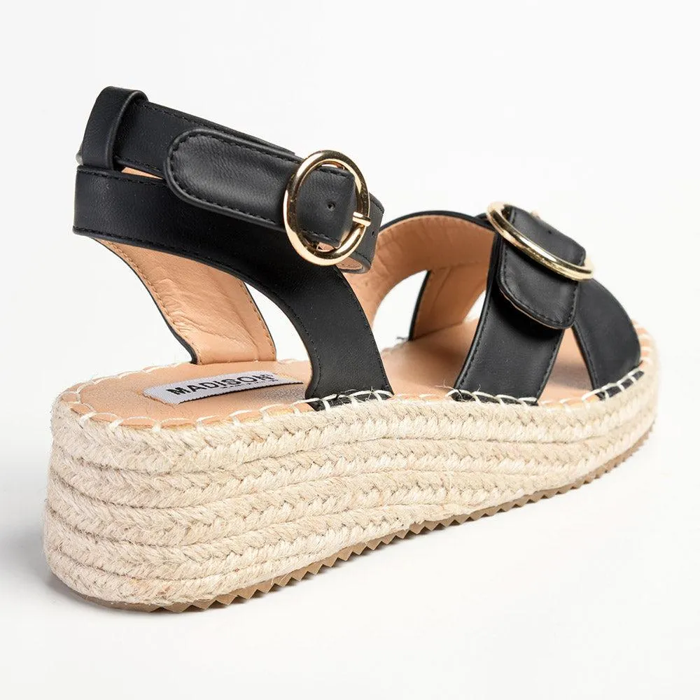 Madison Lilith Crossover Espadrille Sandal - Matt Black