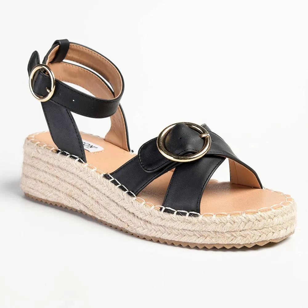 Madison Lilith Crossover Espadrille Sandal - Matt Black