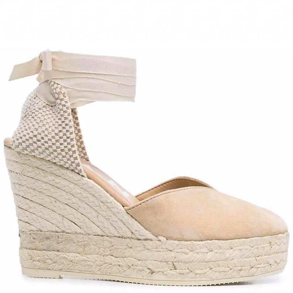 Manebì heart-shaped wedge espadrilles champagne