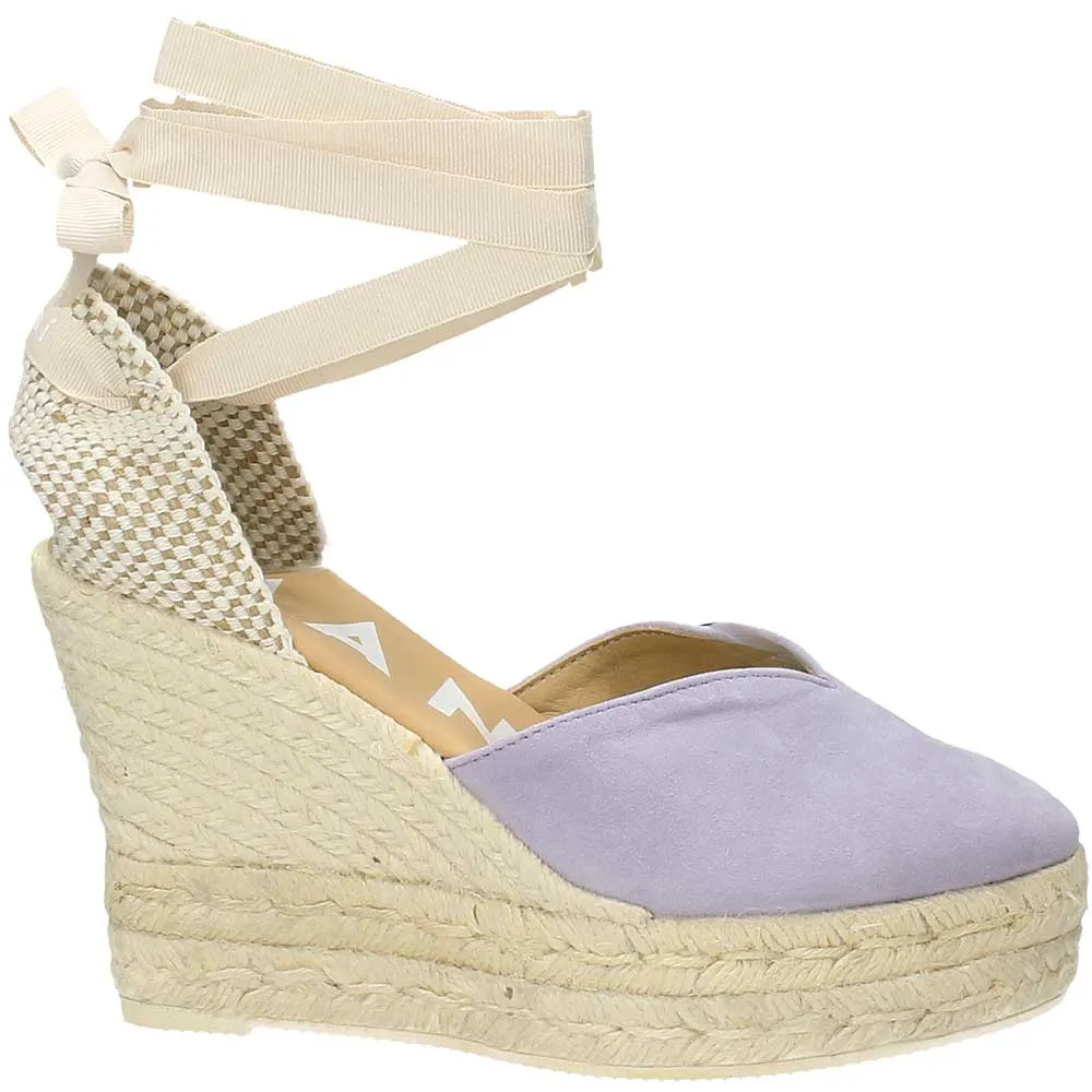 Manebì heart-shaped wedge espadrilles suede lilac