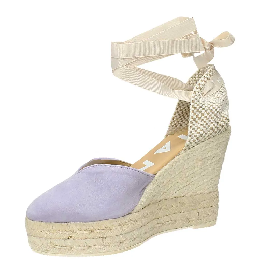 Manebì heart-shaped wedge espadrilles suede lilac