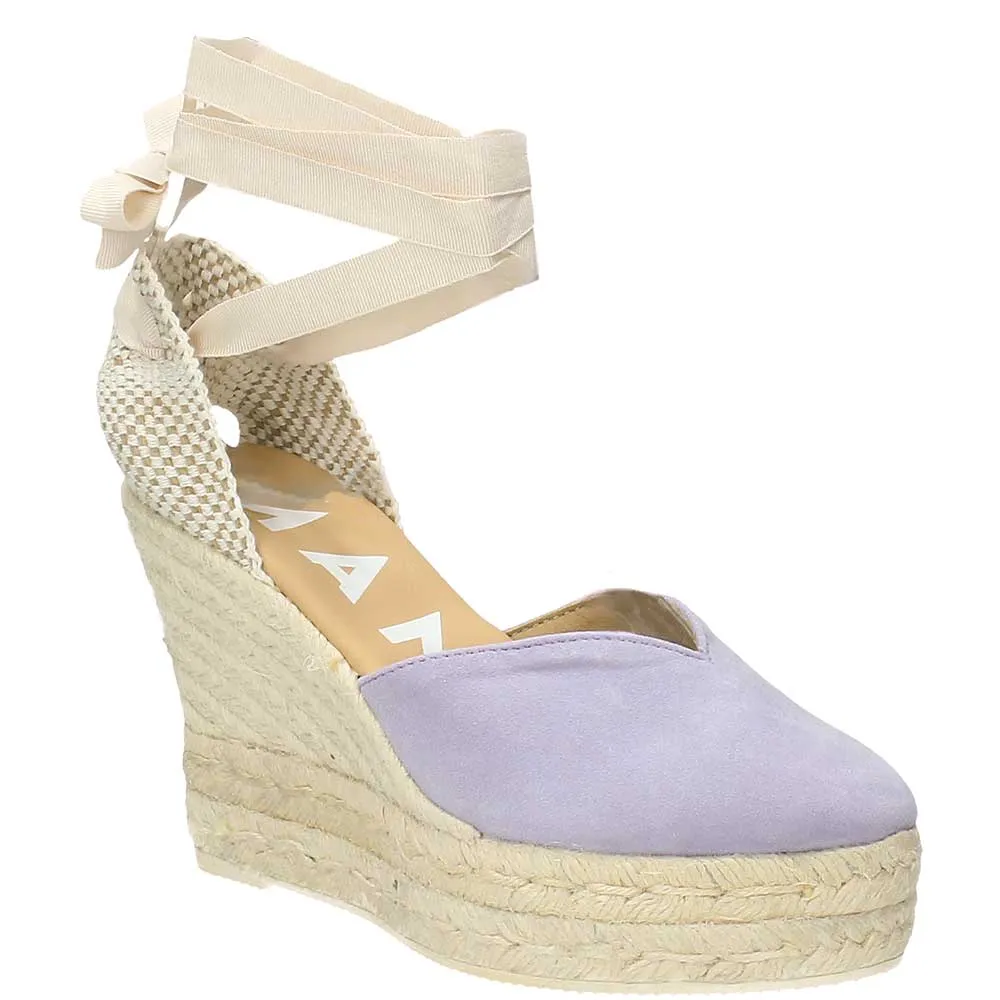 Manebì heart-shaped wedge espadrilles suede lilac