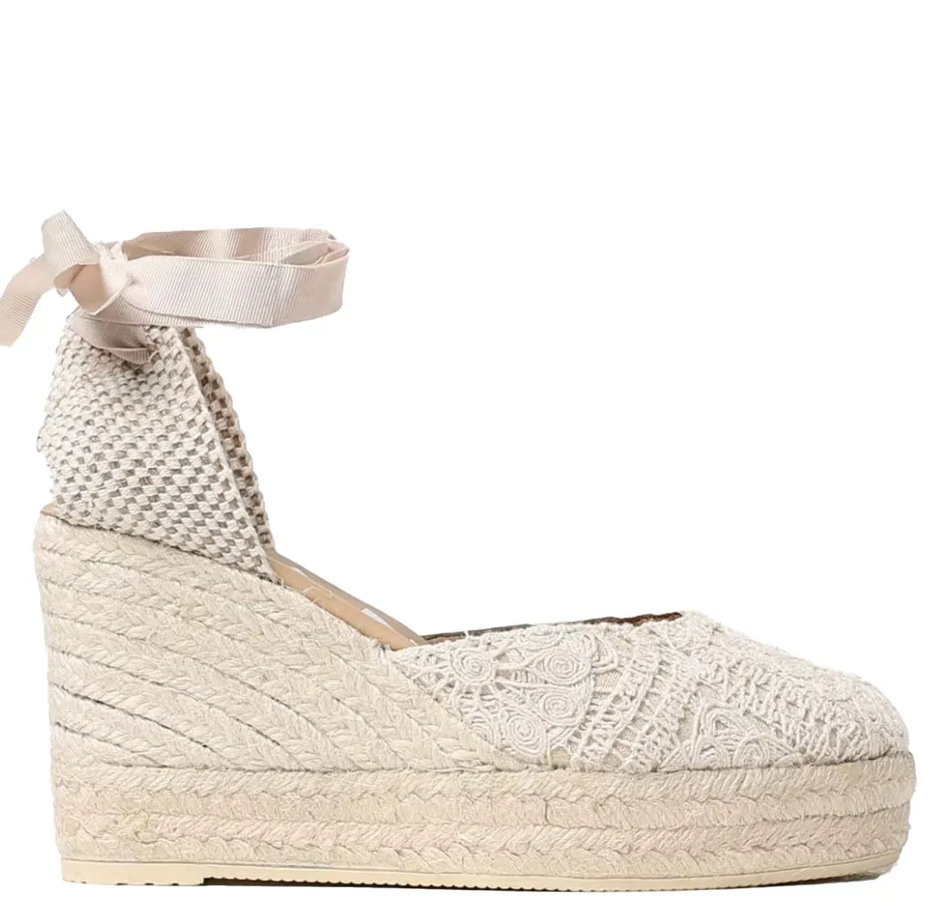 Manebì wedge espadrilles natural cotton crochet