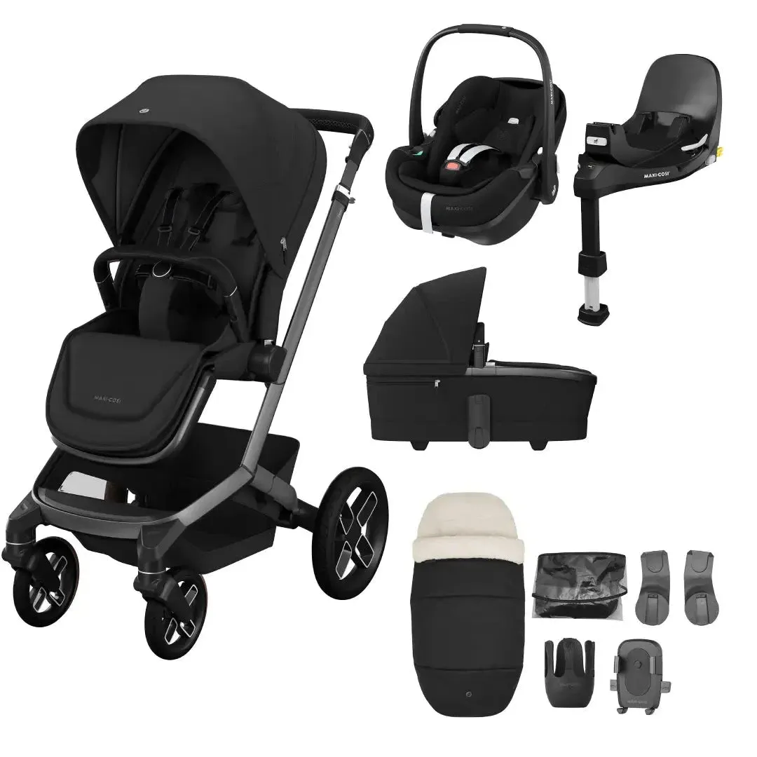 Maxi Cosi Fame 10 Piece Premium Bundle - Luxe Twillic Black