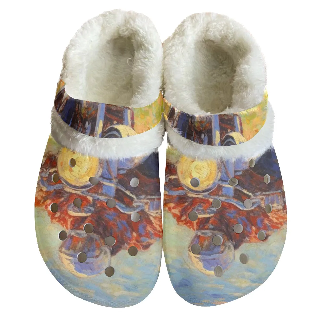 Mc#26 Men's Classic Clogs with Fleece, abstract, print