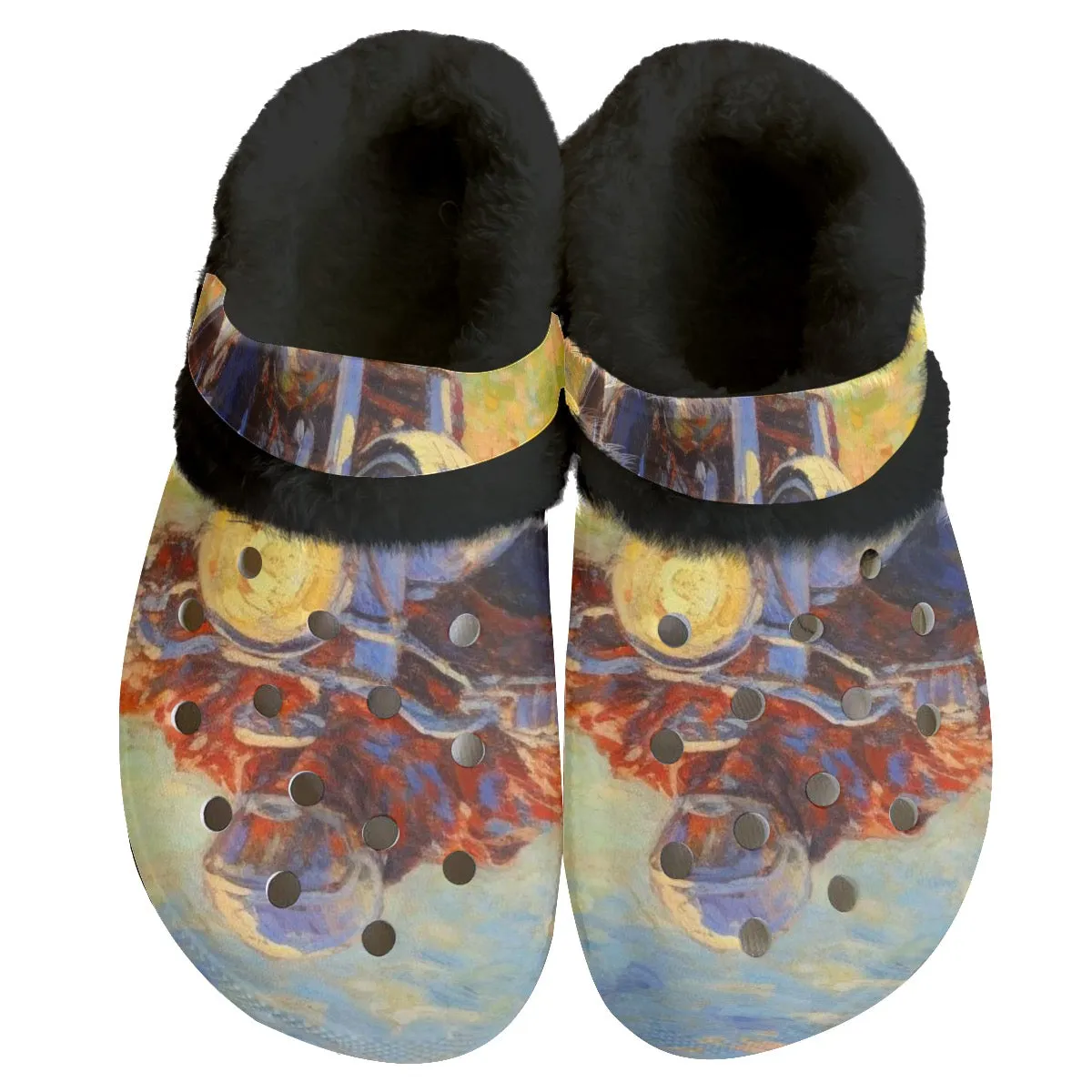 Mc#26 Men's Classic Clogs with Fleece, abstract, print