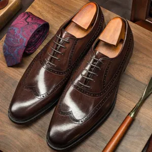 Men's leather wingtip oxfords shoes