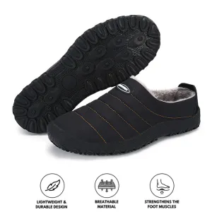 Men's Plush Lining Waterproof Fabric Slip On Soft Sole Casual Slipper