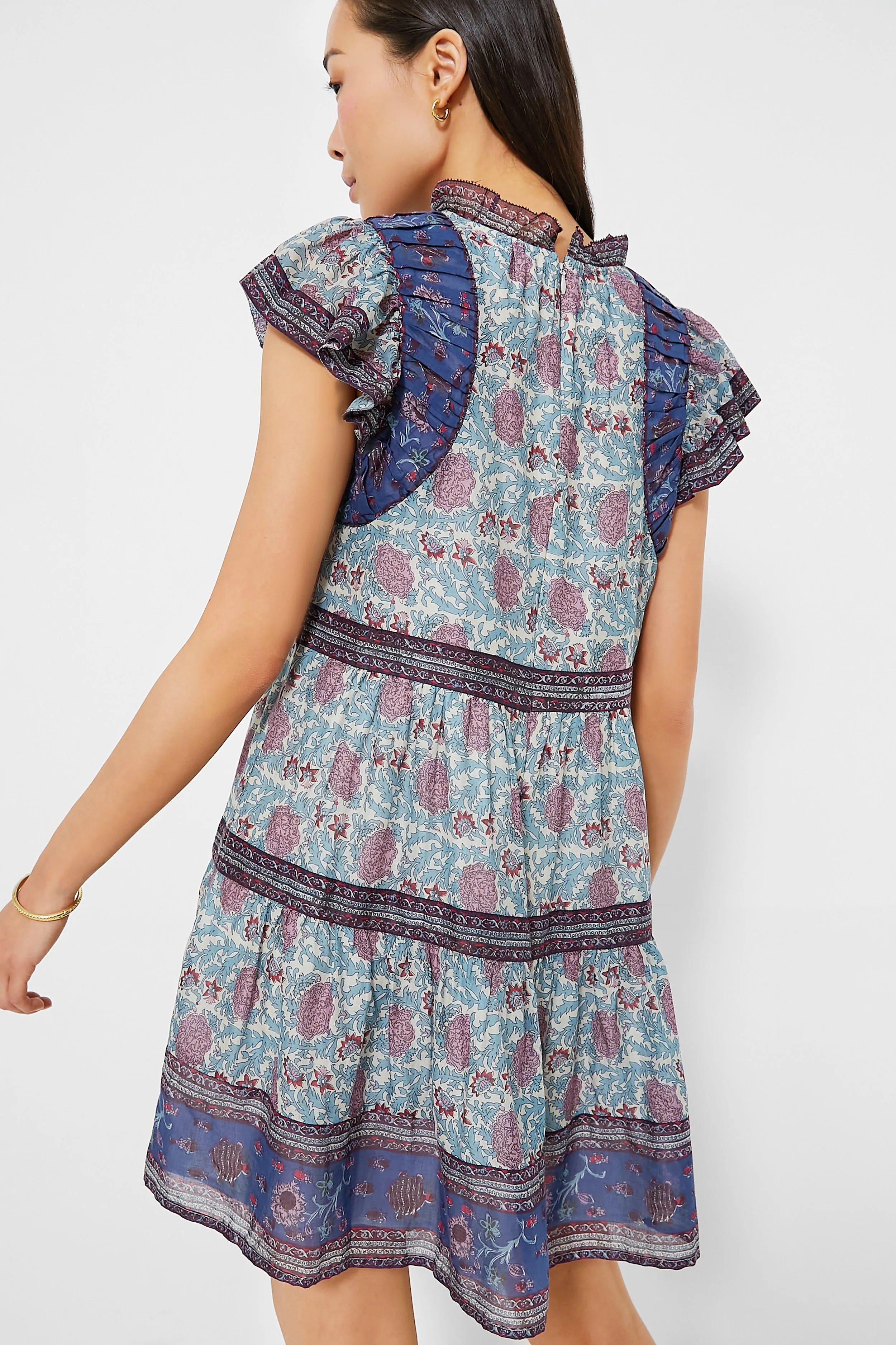 Multi Valeria Print Flutter Sleeve Tunic Dress