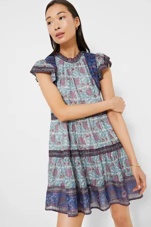 Multi Valeria Print Flutter Sleeve Tunic Dress