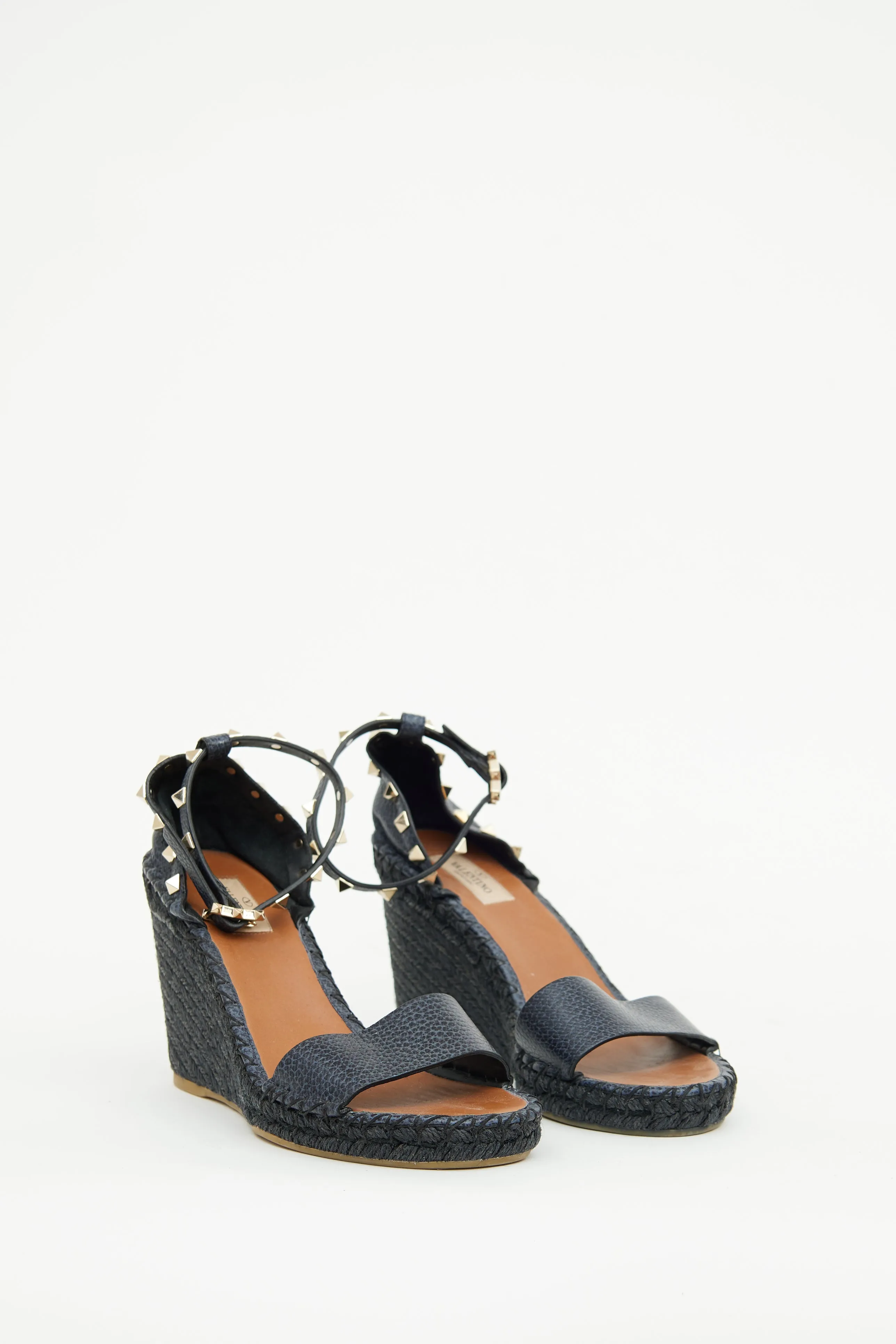 Navy Rockstud Espadrille Sandal