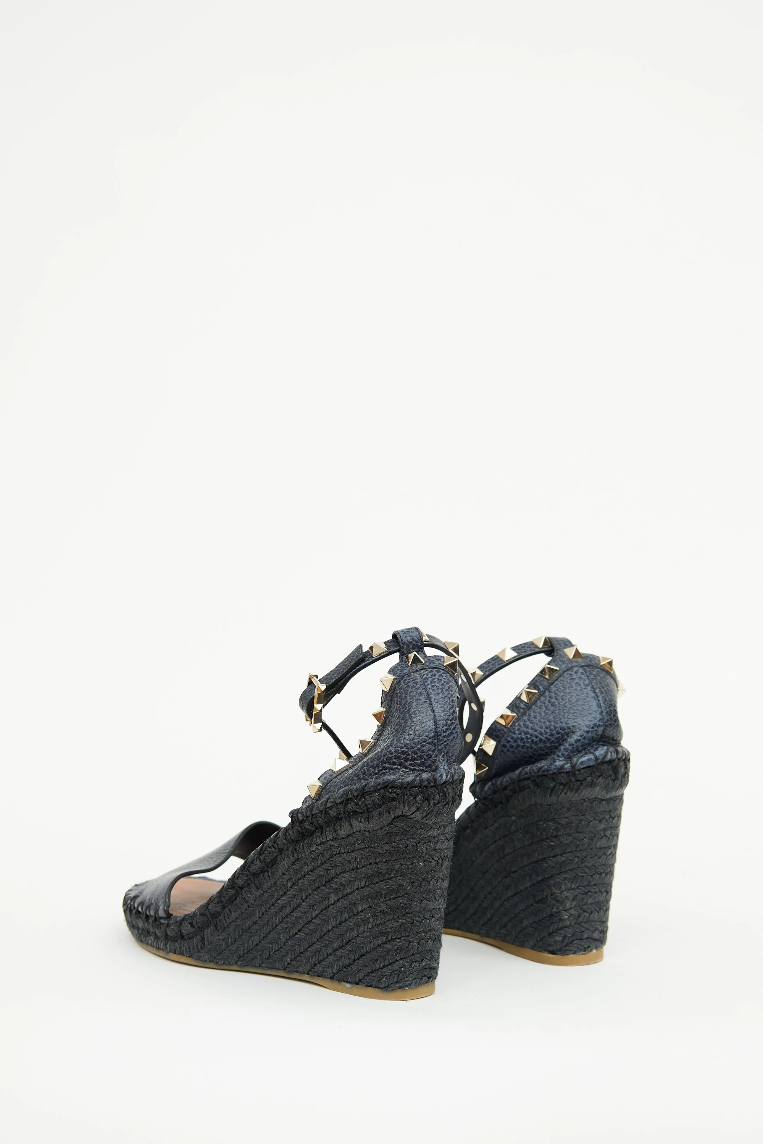 Navy Rockstud Espadrille Sandal