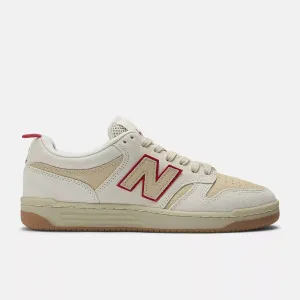 New Balance Numeric 480 Chocolate Skateboard Shoes - Sea Salt With Red