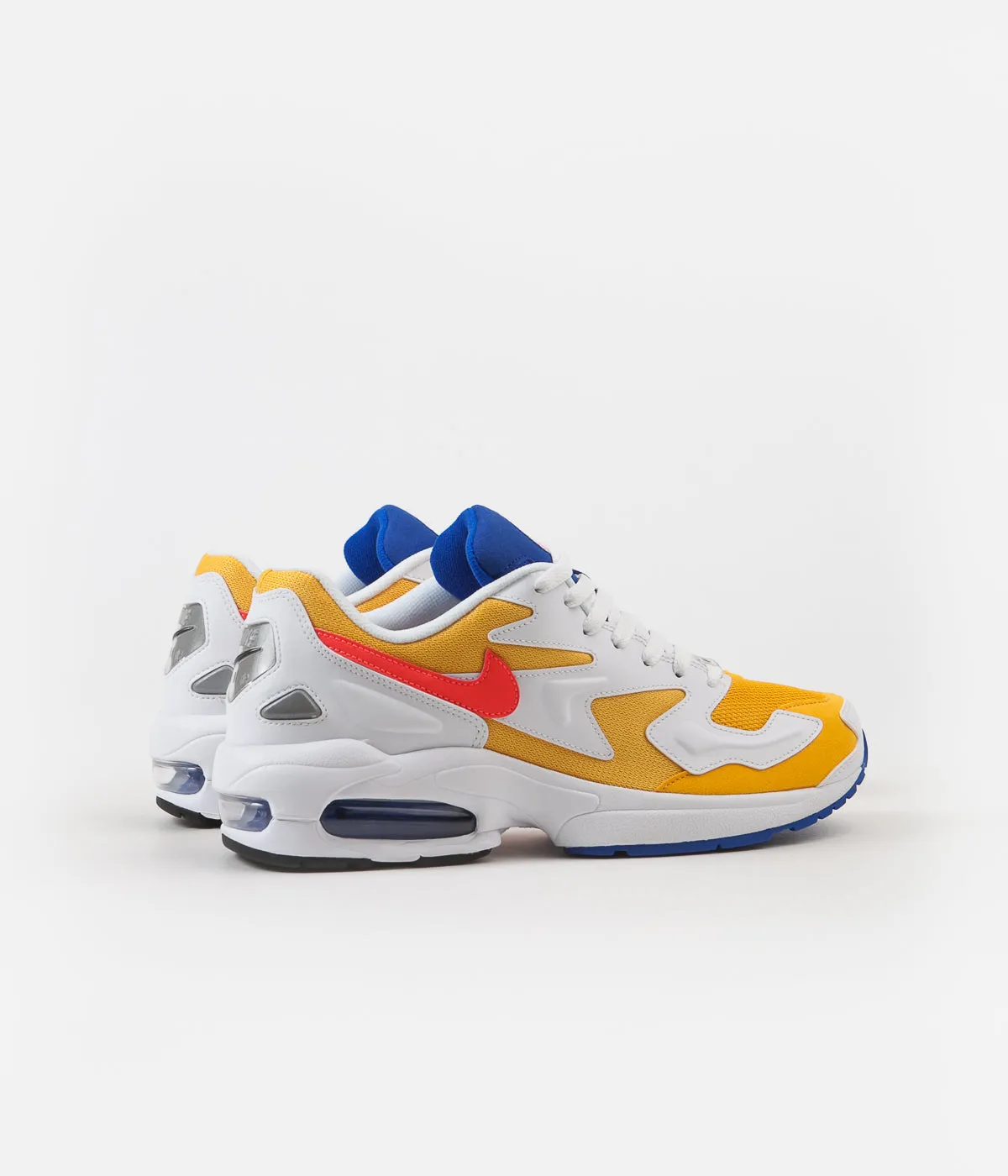 Nike Air Max 2 Light Shoes - University Gold / Flash Crimson - Racer Blue