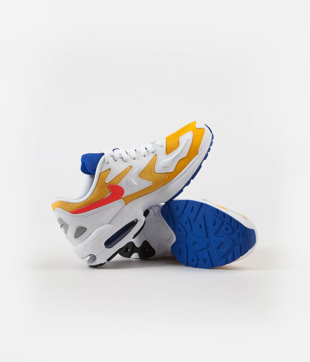 Nike Air Max 2 Light Shoes - University Gold / Flash Crimson - Racer Blue