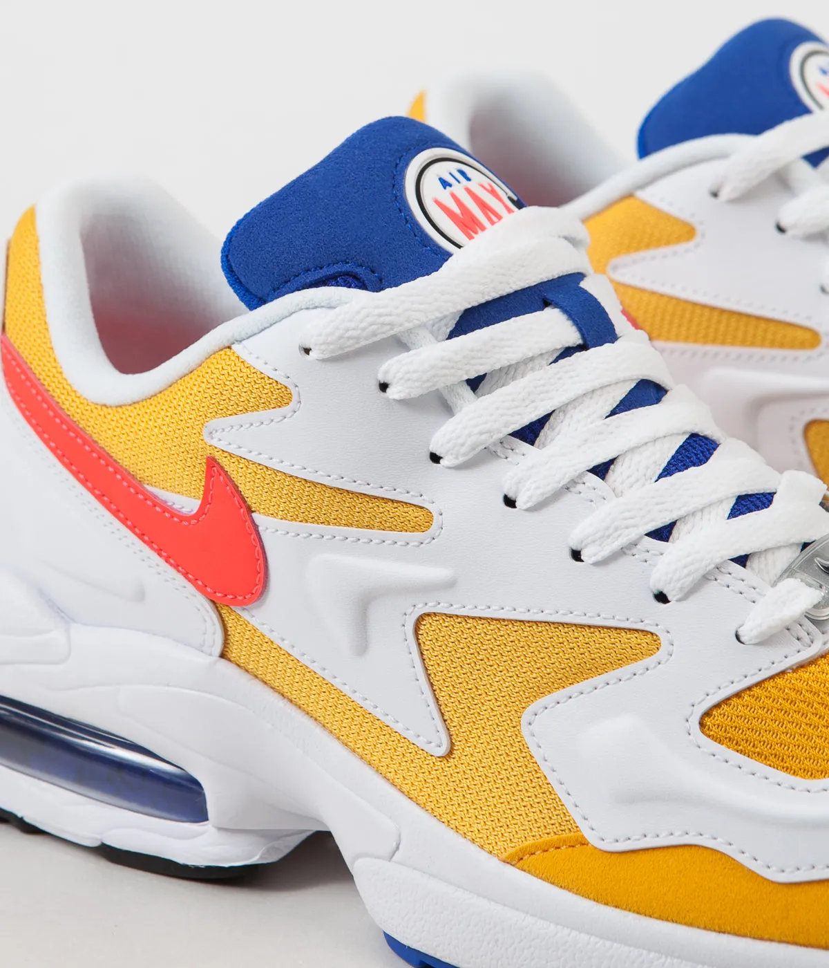 Nike Air Max 2 Light Shoes - University Gold / Flash Crimson - Racer Blue