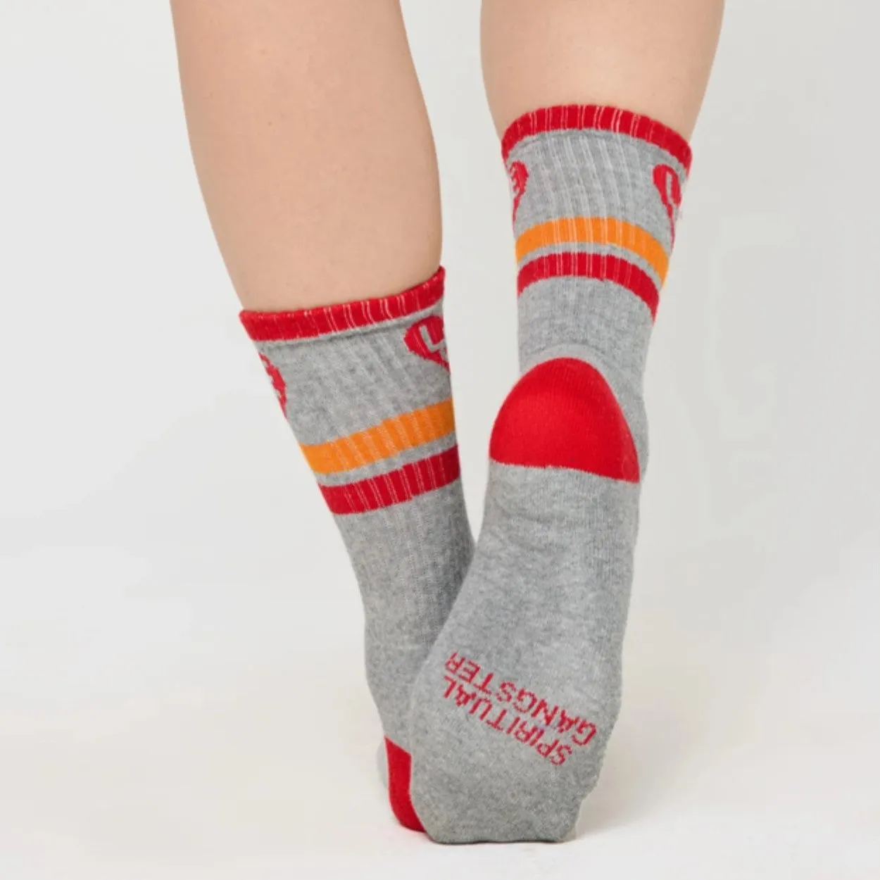 One Love Striped Crew Sock - Heather Gray (No Grip)