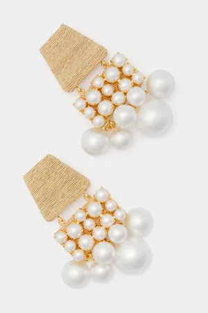 Pearl and Raffia Olivia Earrings