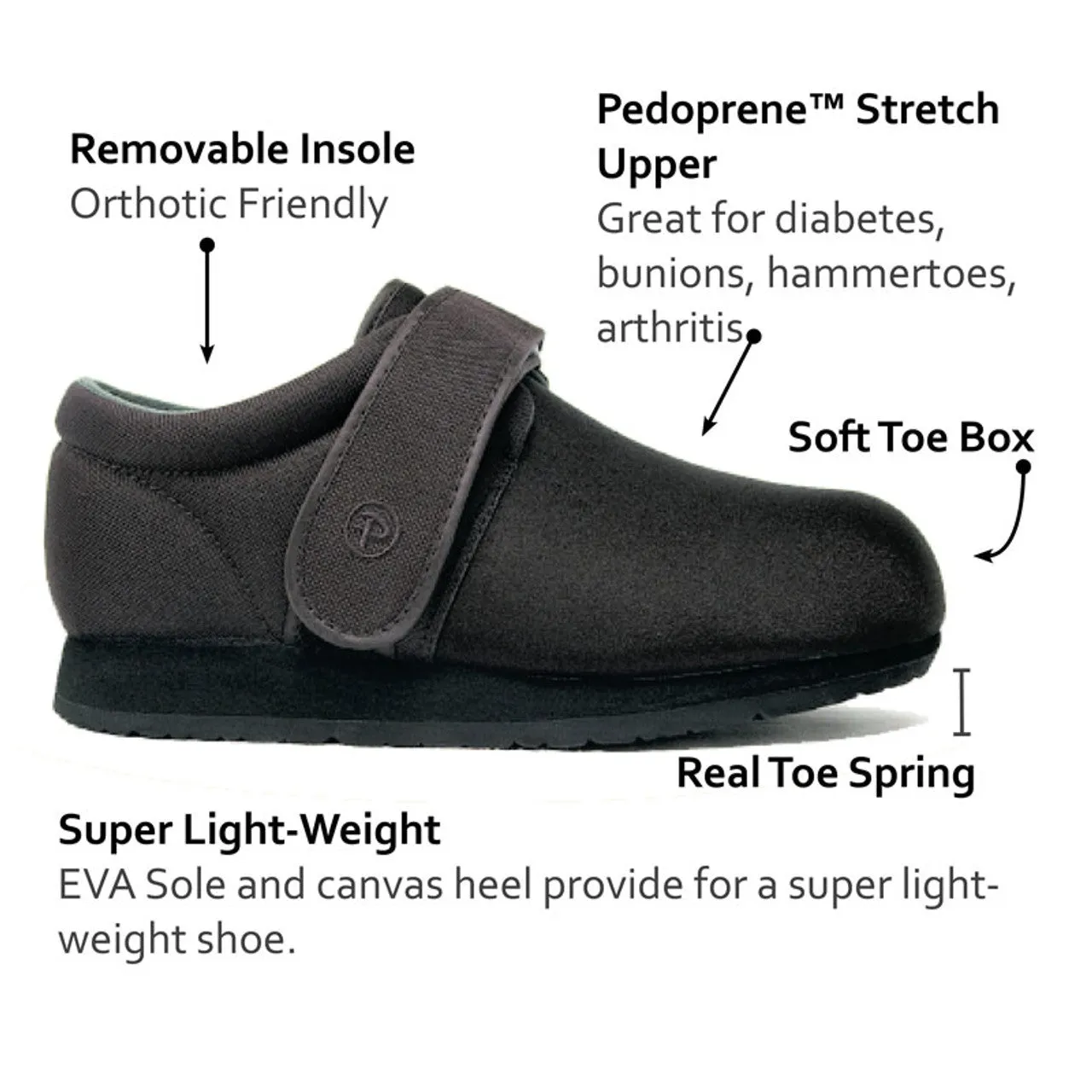 Pedors Men’s Velcro Black