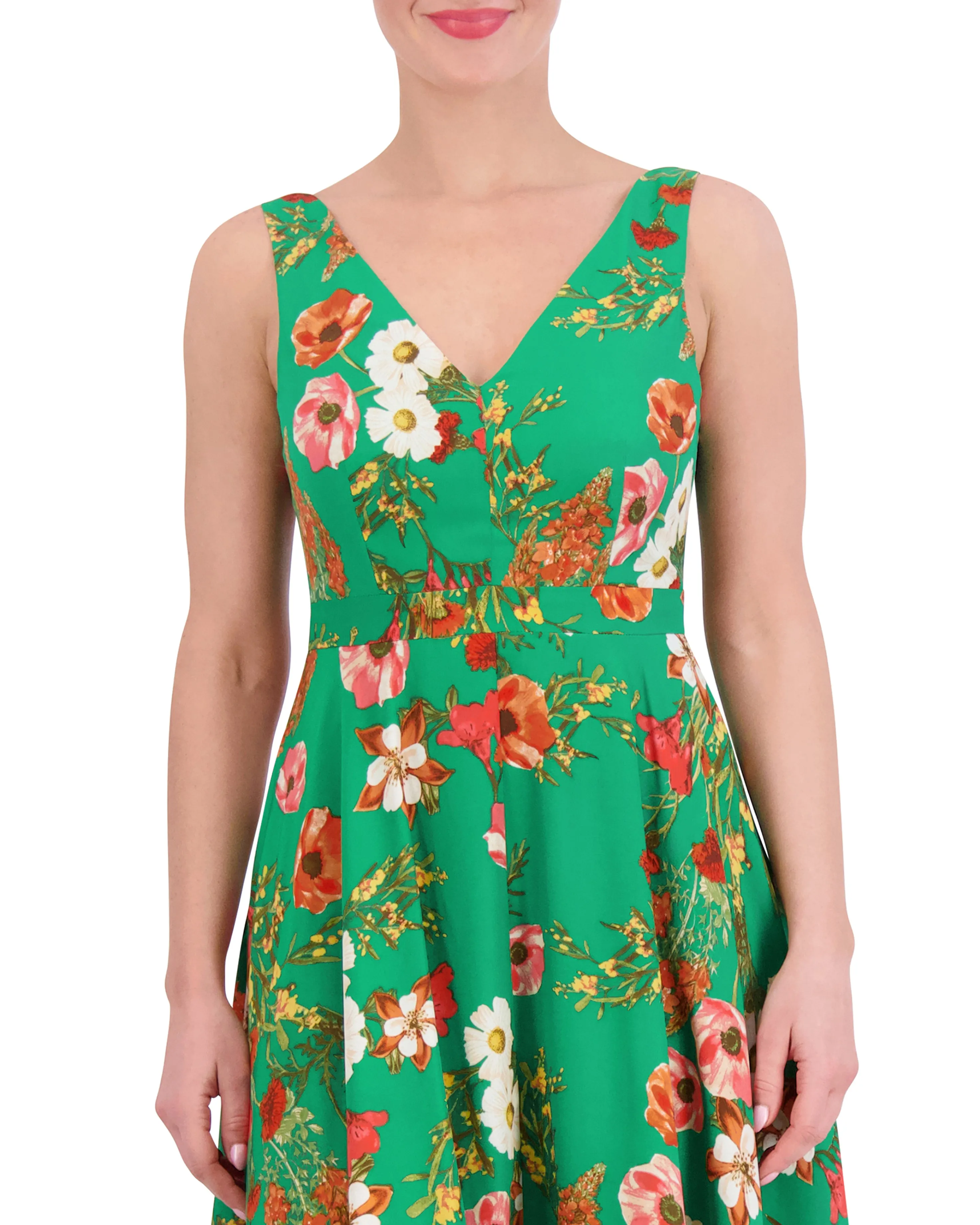 Petite Floral-Print Handkerchief-Hem Dress