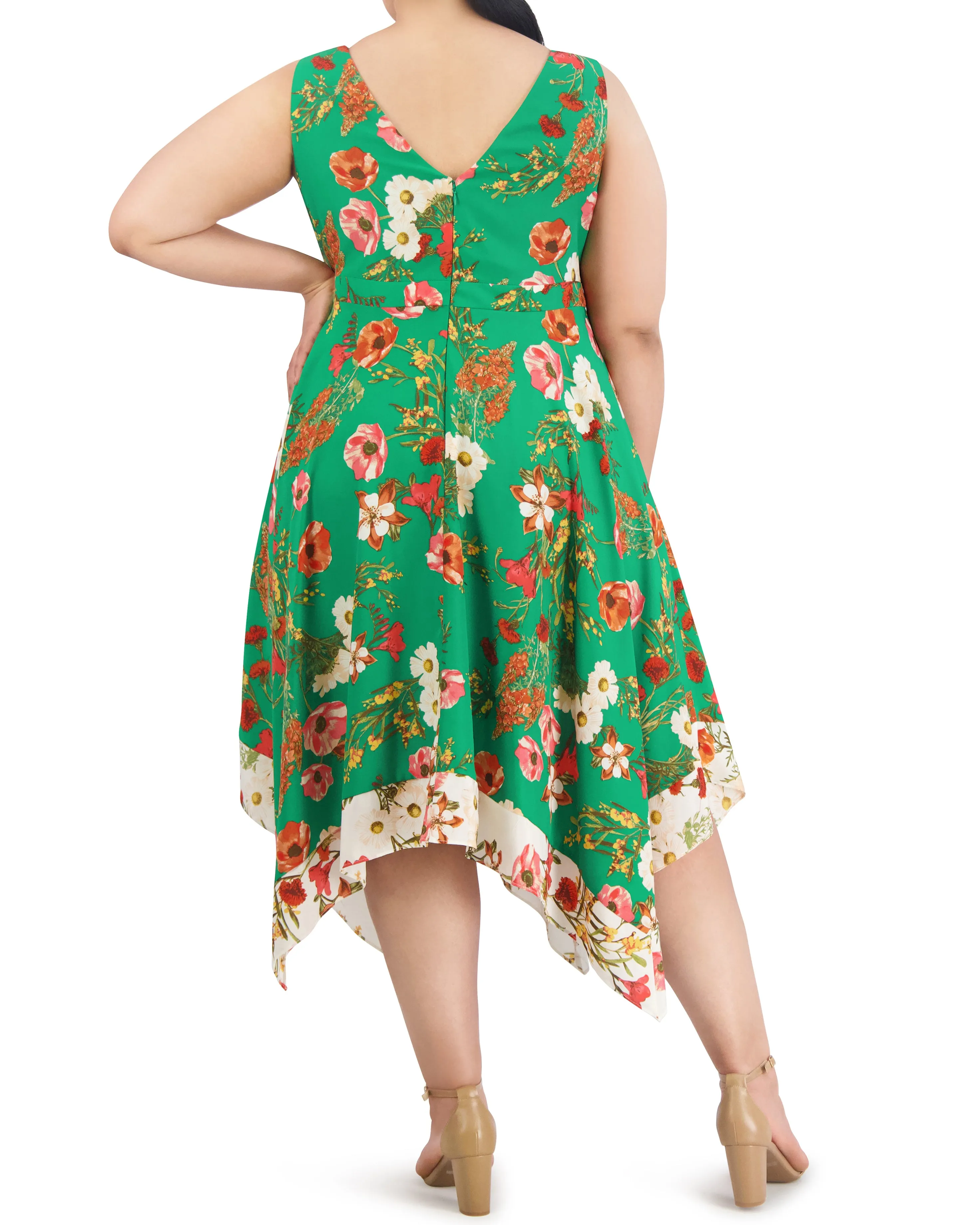 Plus-Size Floral-Print Handkerchief-Hem Dress