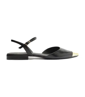 Pointy Toe Open Cap Toe Sandals Black