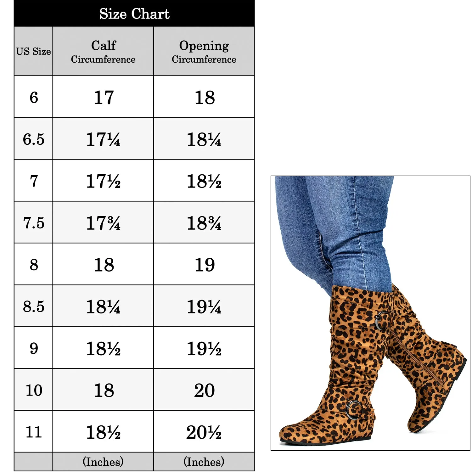 "Wide Calf & Wide Width" Wedge Knee High Boots LEOPARD