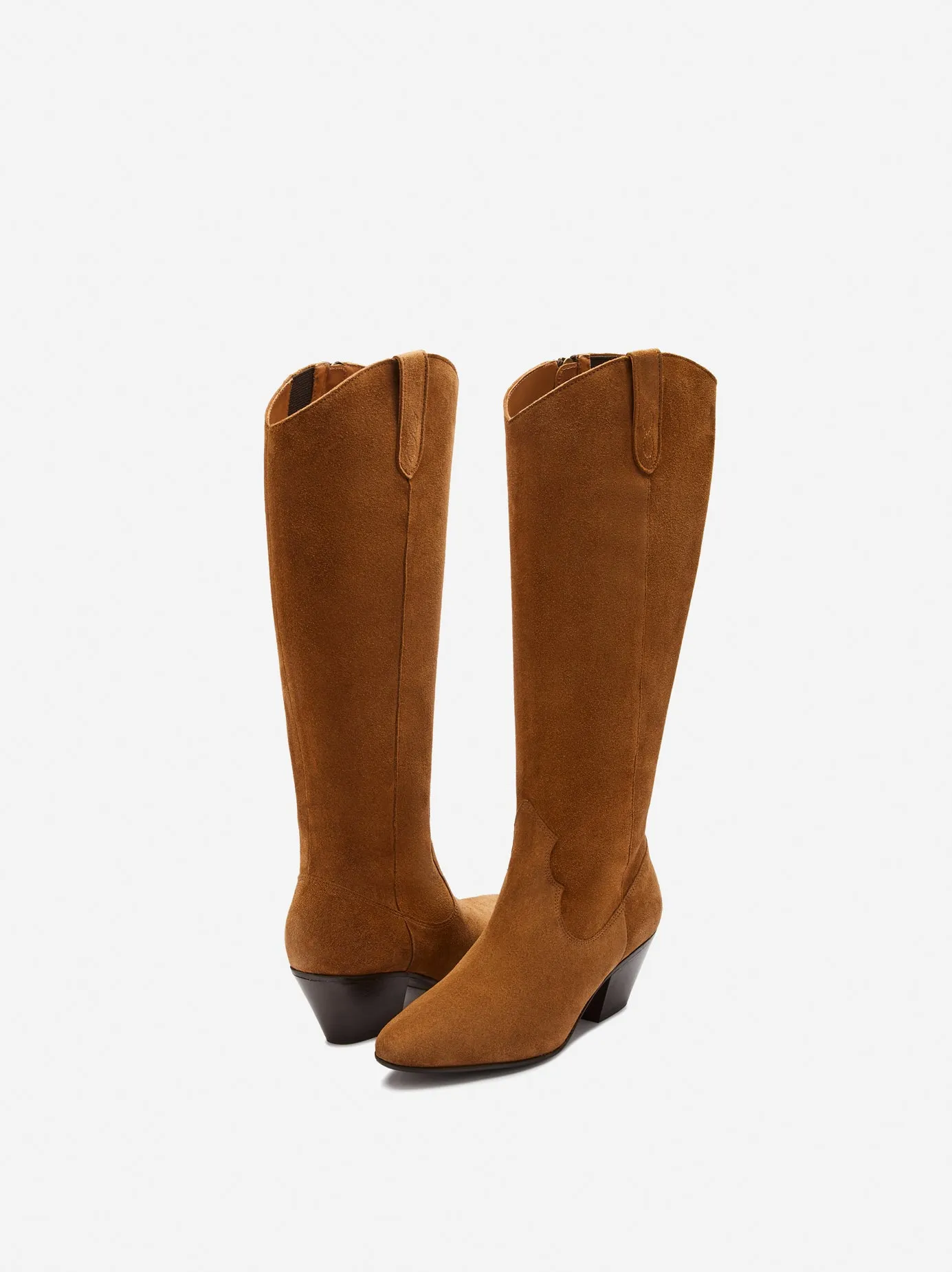 Saffron Knee High Boots in Tan Suede