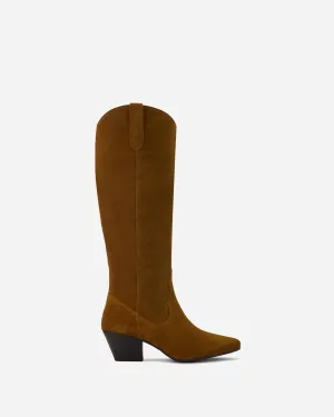 Saffron Knee High Boots in Tan Suede